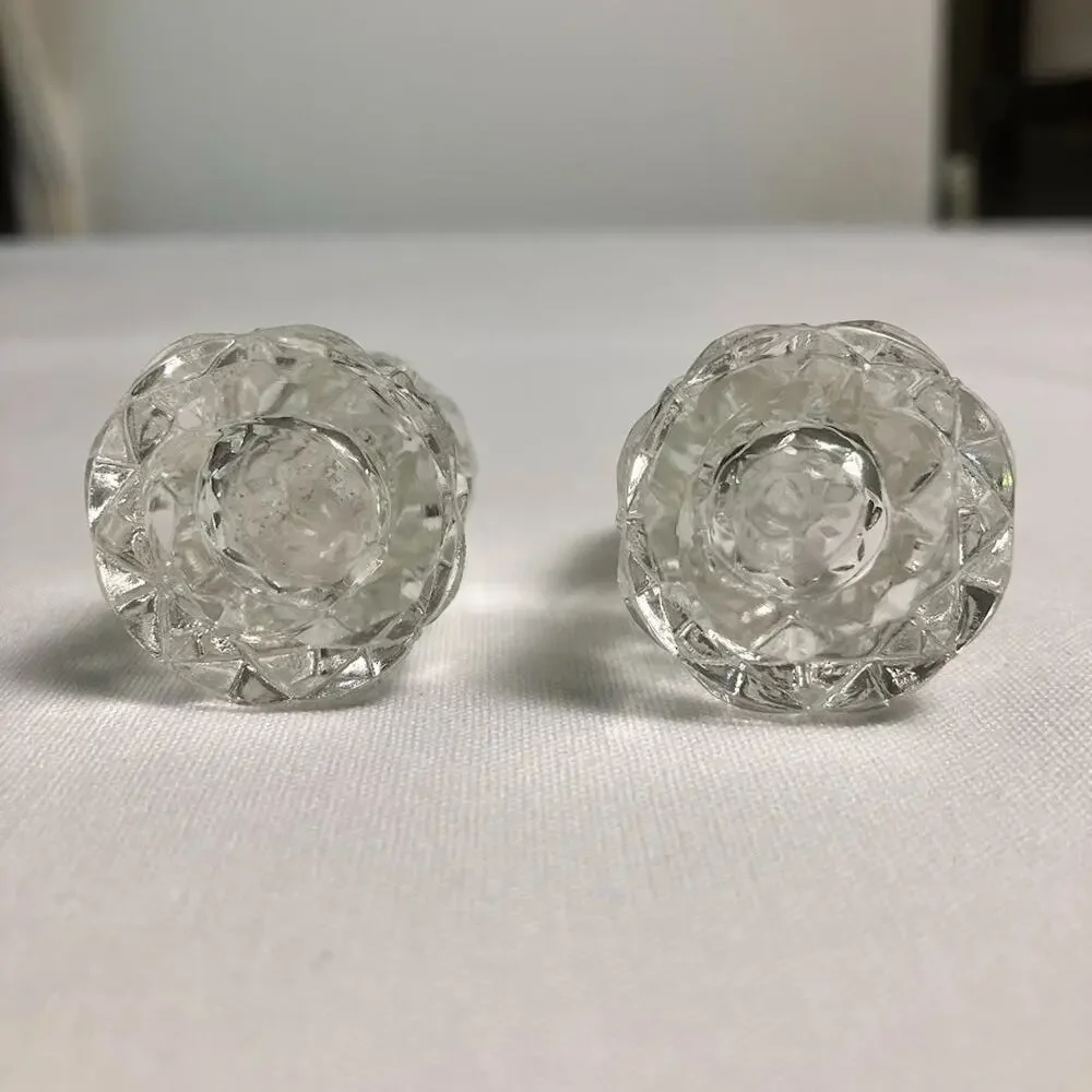 Vintage Glass Salt & Pepper Shakers 1960s Art Deco Heavy Texture 2” Glass Set